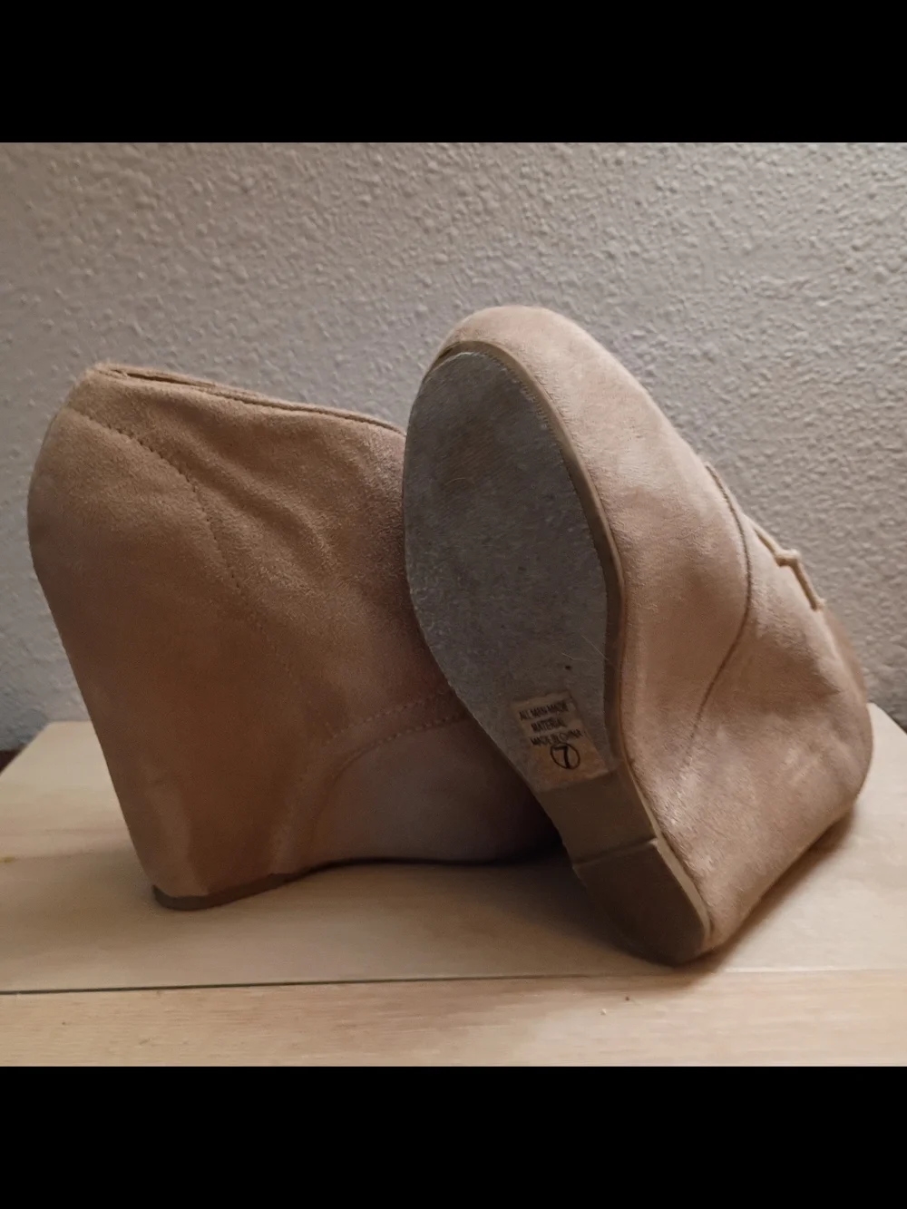 Charlotte Russe Taupe Suede Lace-Up Wedge Booties
